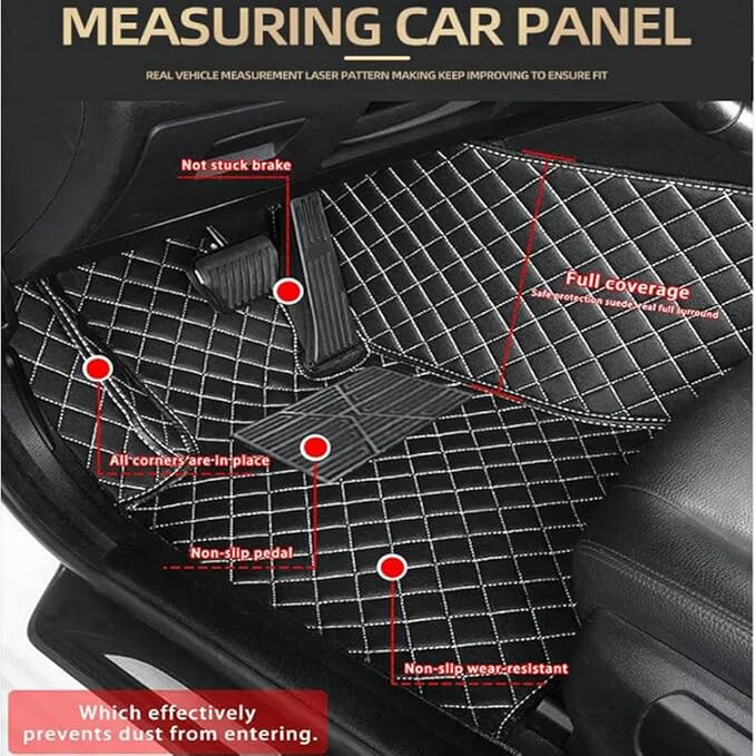 TREGOO All Weather Car Mats Custom Fit Non Slip Floor Mats for 1998-2025 Cars Personalized Leather Protection Pads Suitable for Men Women (Edge Pink with Black Horizontal Stripe)