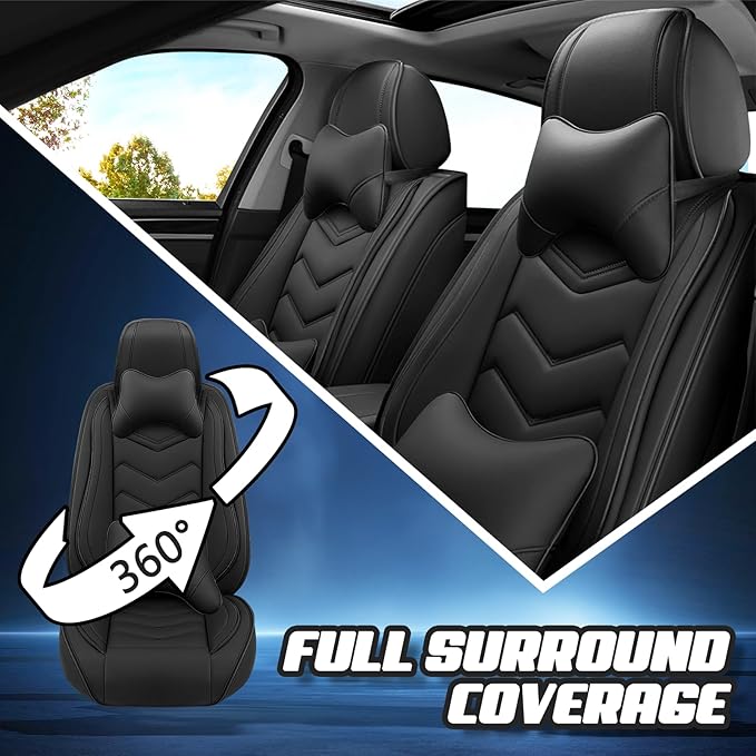 Car Seat Covers for Lexus ES 350 2007-2025, Premium Nappa Leather Car Seat Cover, Stylish Sport Seat Covers， Automobile Seat Cover Sets.(Luxury 5 Seats/Pure Black)