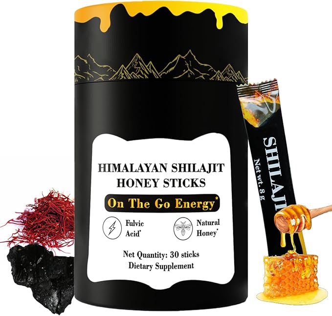 Himalayan Pure Nutritious Shilajit Honey Sticks Gold- Saffron, Honey - 75% Fulvic Acid, 85+ Trace Minerals - for Men Women - 30 Sticks(Shilajit Honey 30 Sticks)