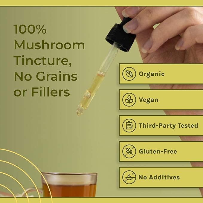 Naturealm Lion’s Mane Mushroom Liquid Tincture Supplement – Focus, Memory & Brain Health, Vegan, Non-GMO – Organic Fruiting Bodies, 1 Month Supply