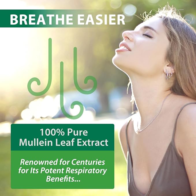 Mullein Leaf Extract for Lungs, Mullein Drops for Lungs, Support Lung, Respiratory Function for Healthy Breathing, Improvement in Pulmonary Function, Natural & Safe Supplement (2 PC)