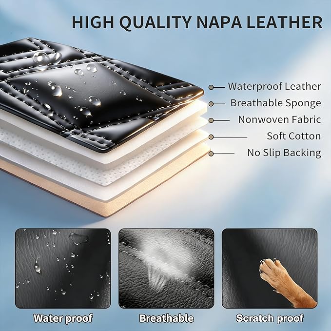 Fit RLX Car Seat Covers for Acura RLX 2013-2020 - Premium Leather, Waterproof, All-Weather, Airbag Compatible, Breathable, Easy Install, Seat Protectors, Only 2 Front seat Covers, Black