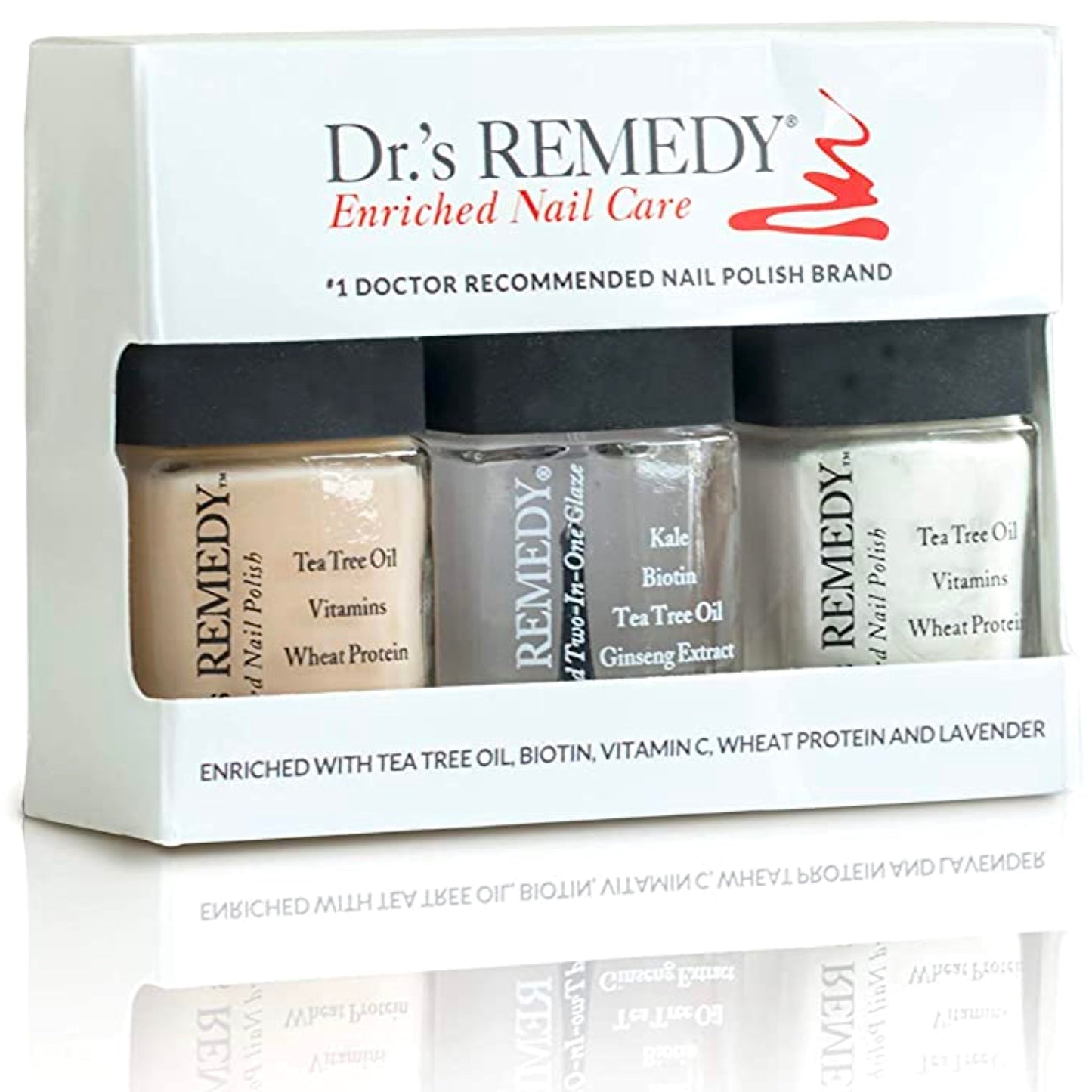 Drs Remedy 3 Pack Nail Polish Kit, Total Two-In-One/Perfect Petal Pink/Classic Cloud - Non Toxic And Organic All Natural Enriche