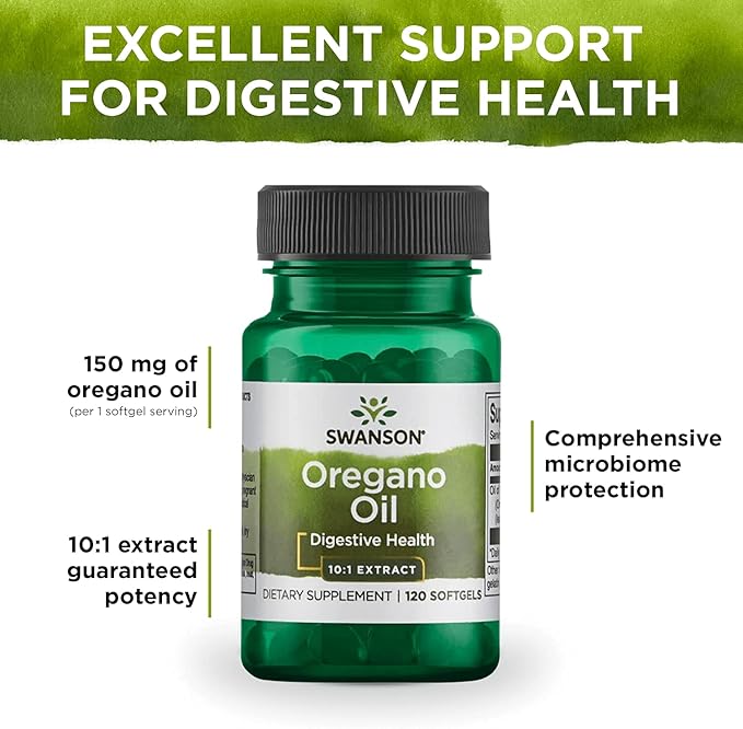 Swanson Oregano Oil 10:1 Extract - Natural Supplement Promoting Digestive Health & Respiratory Support - Supports Gastrointestinal System & Urinary Tract Health - (120 Softgels, 150mg Each) (2 Pack)