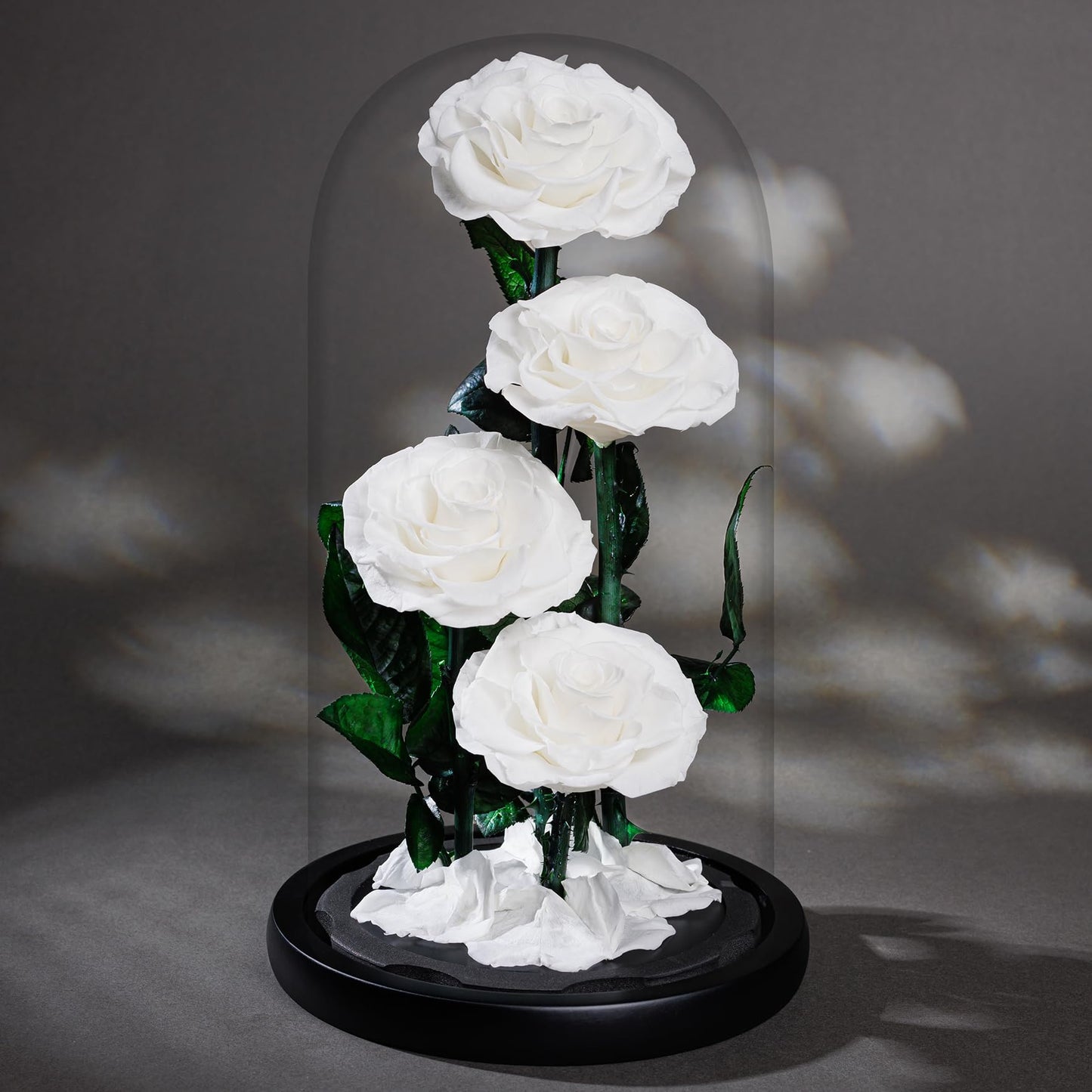 4 Preserved Flowers in Glass Dome - Roses Gift for Her - Birthday Flowers for Women, Blue