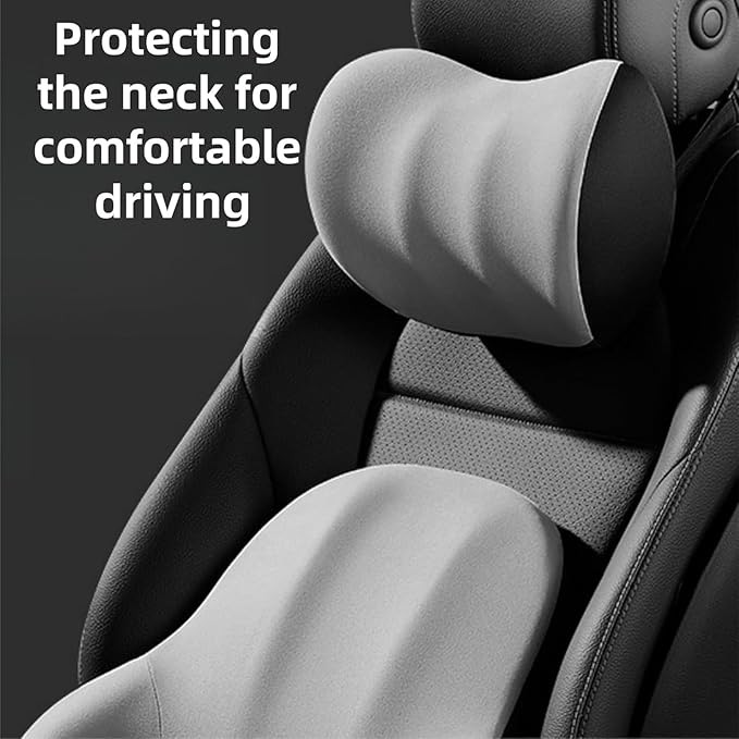 Car Headrest Lumbar Support Cushion for Nissan Pathfinder 2013-2025, Ergonomic Car Seat Headrest Cushion for Neck Back Pain Relief Memory Foam Breathable Removable Cover for Office Chair Car