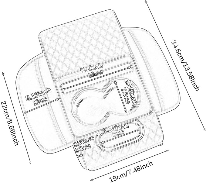 Car Center Console Pad PU Leather Armrest Organizer with Tissue Box Slot for Vehicles, Style H
