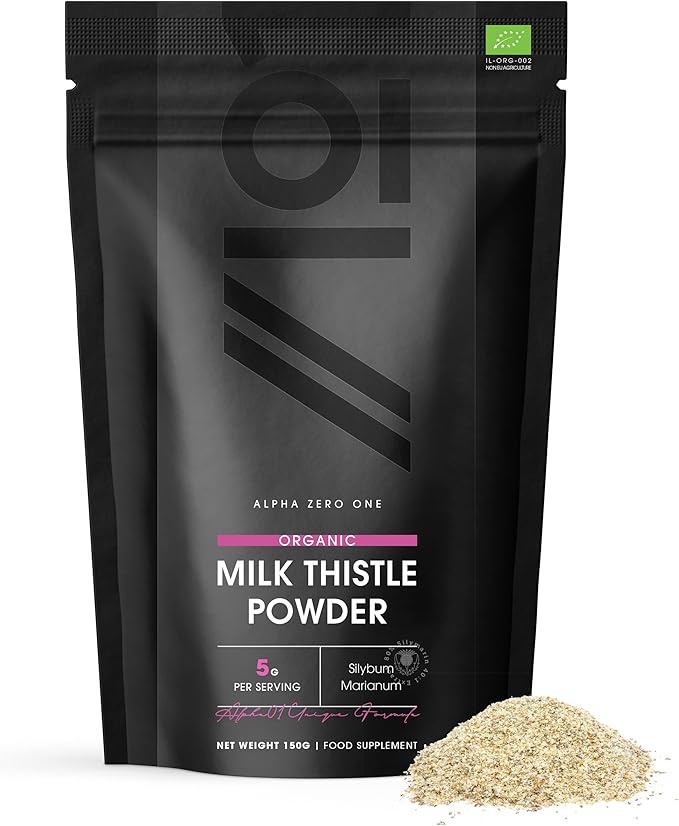 Organic Milk Thistle Powder 150g - Source of Cleansing Silymarin - Made from Cold-Pressed Milk Thistle - Vegan, Raw, Non-GMO.