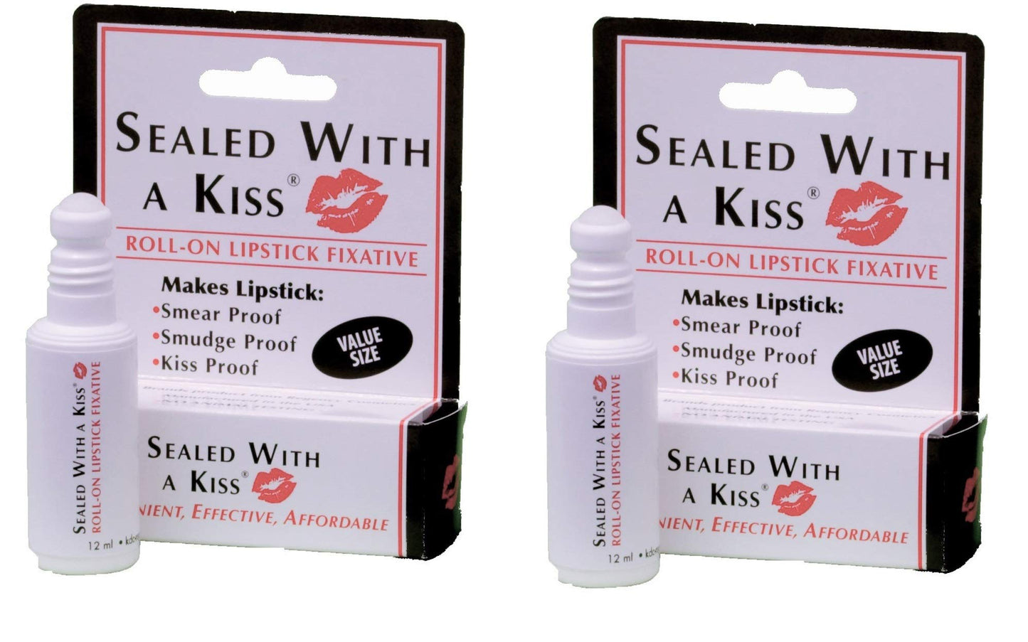 Sealed With A Kiss Lipstick Fixative Two Pack | Roll-On Applicator| Value Size Bottle 2 X 12Ml | Smear Proof | Smudge Proof | Ki