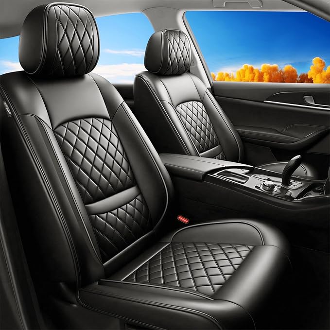 Fit for Venue Seat Covers Compatible with Hyundai Venue 2020-2026 - Waterproof Breathable Leather Automotive Seat Cushions Protector,Airbag Compatible,Full Set 5 Seats(Black)