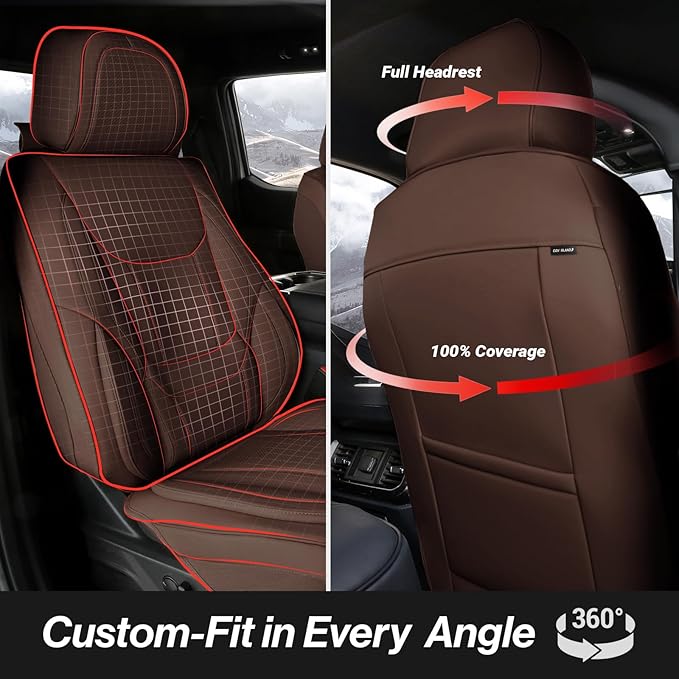 Coverland Custom Fit Car Seat Covers for Car Compatible with [BMW i4, Lexu s is, LS, 320TE, S-Class, Legacy] Premium Waterproof Non-Slip Interior Seat Protector [Full Set Dark Brown- Size Chart X56]
