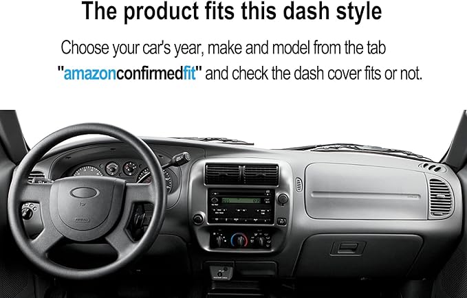 Yiz Dash Cover Mat Custom Fit for Ford F150 F250 Expedition F150 Heritage 1997 1998 1999 2000 2001 2002 2003 w/o Climate Sensor w/o Light Sensor, Dashboard Cap Pad Carpet Protector (97-03 Black) J61
