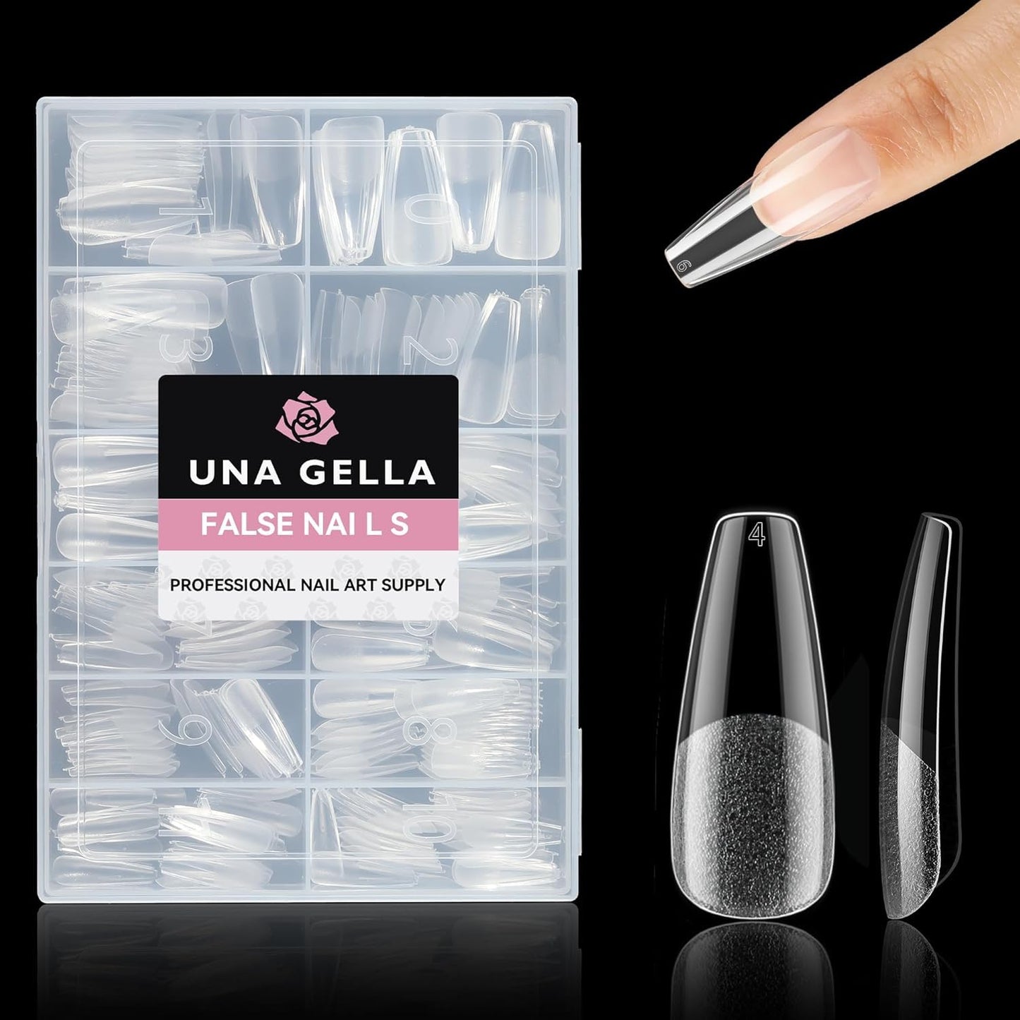 UNA GELLA Square Toe Nail Tips | 504 Pcs Soft Gel Full Cover | DIY Pedicure