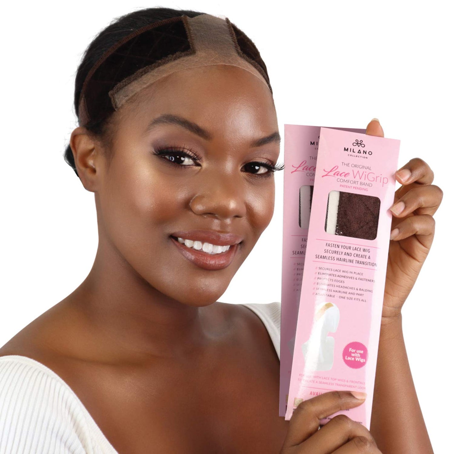 Milano Collection Lace Wigrip, Premium Lace Wig Band For Women, Fully Adjustable Wig Grip, Reinforced Swiss Lace By Hairline, Se