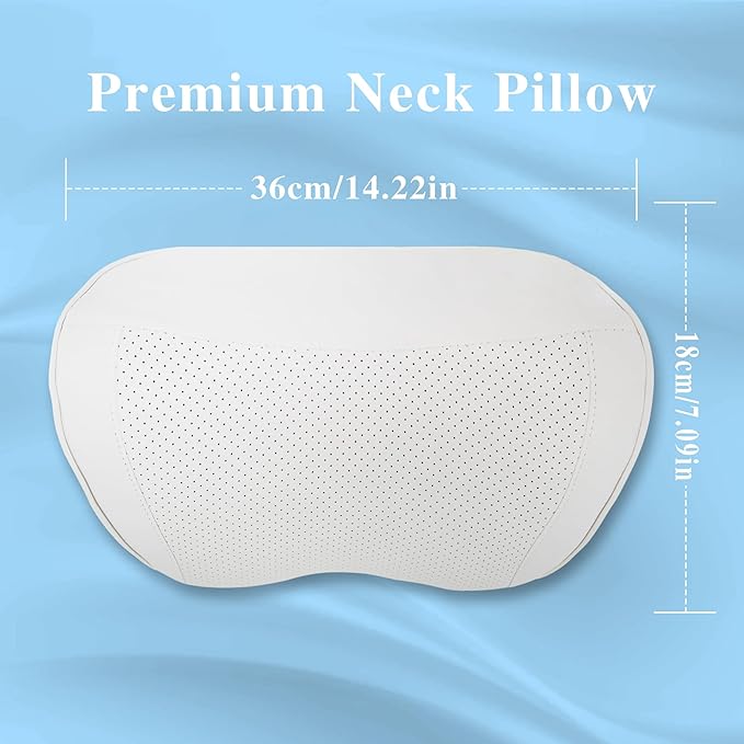 Car Headrest Pillow 100% Memory Foam, Breathable Removable Leather Cover, Premium Seat Support Head Neck Cushion for Driving Travel Home Office, White, 2 Pack