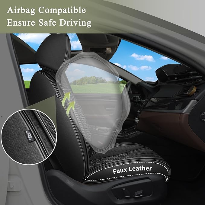 Car Seat Covers Front Pair for Toyota Highlander 2008-2025 2026: Breathable Perforated Leather Seat Cover (Black)