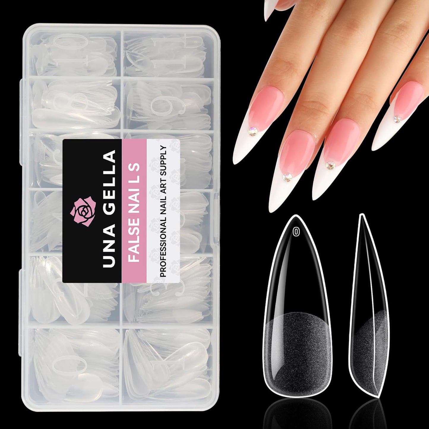 UNA GELLA Square Toe Nail Tips | 504 Pcs Soft Gel Full Cover | DIY Pedicure