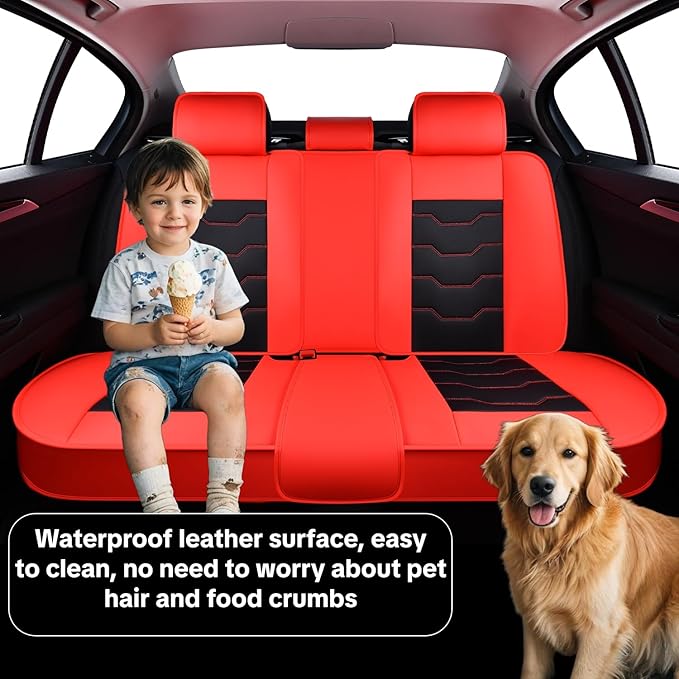 Red Car Seat Covers for Ford Bronco Sport 2021-2025 Car Seat Cover, Waterproof Faux Leather, Full Set of 5 Seats, Wear Resistance, Easy to Clean and Install, Protect and Upgrade Seats