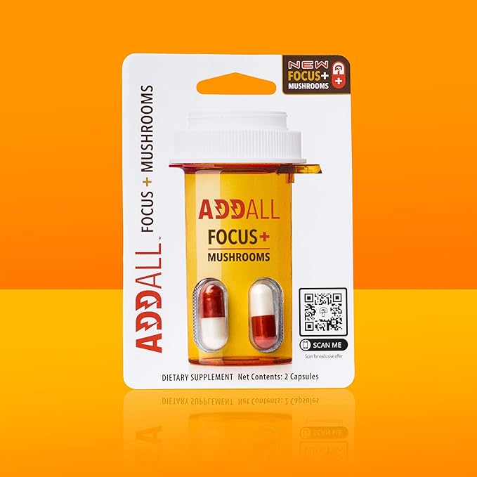 Focus + Mushrooms Memory Supplement (5 Pack) #1 Effective Alternative Brain Supplement Substitute Pills Nootropic & Energy | No Crash | Science Backed Formula | USA Made