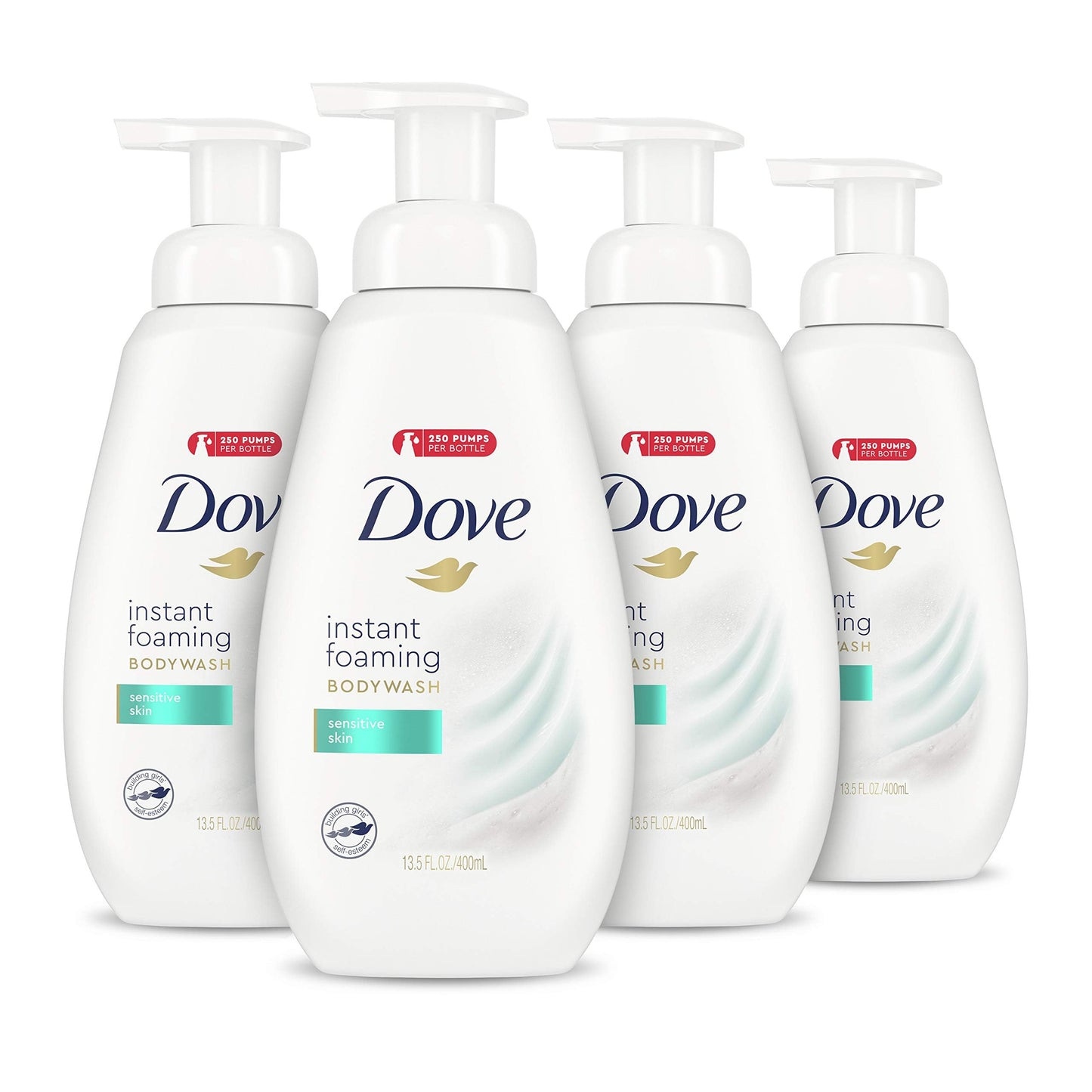 Dove Instant Foaming Body Wash 4 Count for Softer and Smoother Skin Sensitive Skin Effectively Washes Away Bacteria While Nouris
