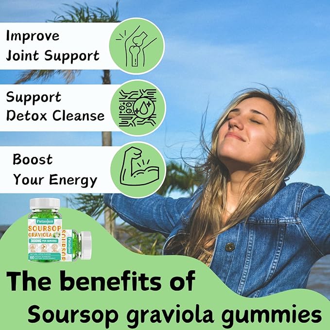 Soursop Graviola Extract 2000 MG | Soursop Leaves Extract | Soursop Gummies Healthy & Soursop Fruit for Adults | Non-GMO | Vegan, Pack of 2