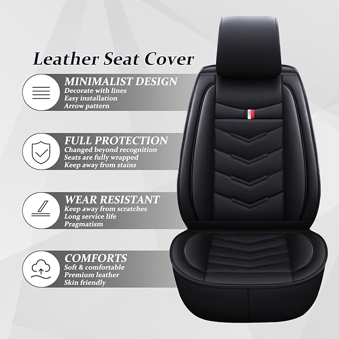 Car Seat Cover for Ford Explorer 2000-2025, Waterproof Durable Compatible Airbag, Premium Leather Seat Protector(2 Seats Luxury,Black)