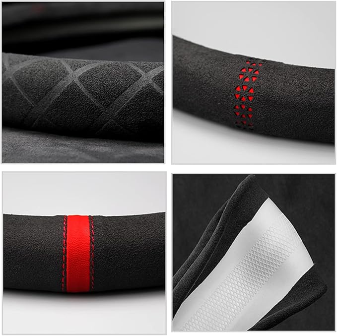 Suede Steering Wheel Cover,Compatible with Dodge Challenger Caravan Ram 1500 Suede Leather Sport Non-Slip Wheel Cover Car Interior Accessories 15 inch for Man and Women