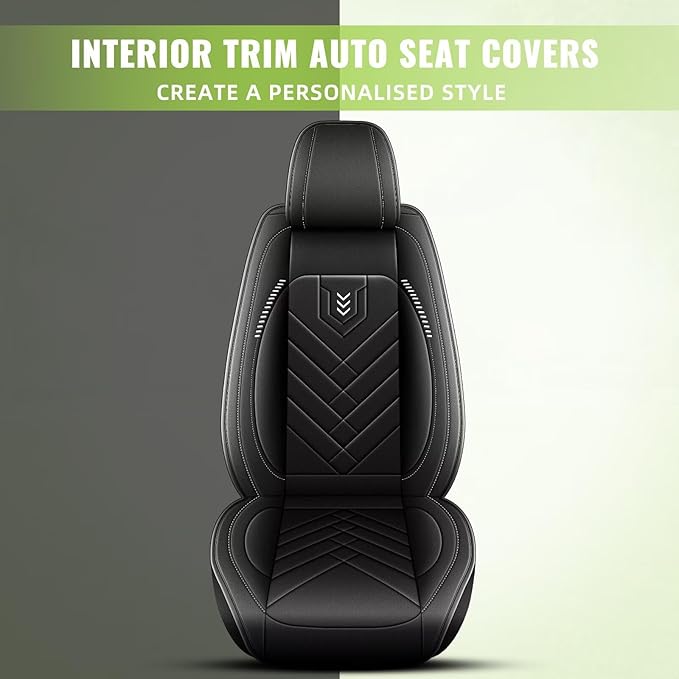 AOMSAZTO Front Seat Covers Fit for GMC Yukon 2020-2026: Faux Leather Automotive Seat Covers Waterproof Vehicle Seat Cushion Protector Car Interior Covers(2 Seat Black)