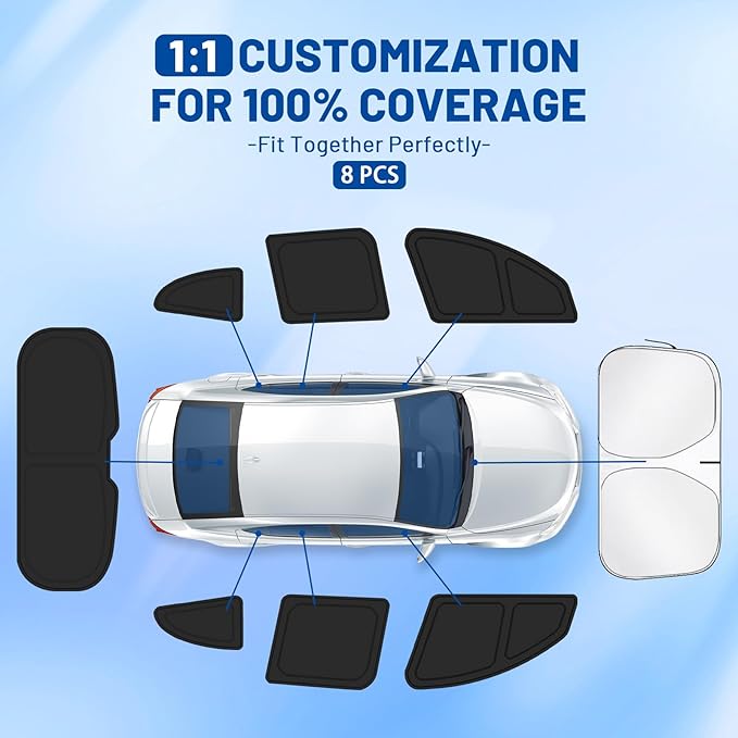 Car Window Shades Intended for Volkswagen Taos 2022-2026, Privacy Window Covers 8PCS for Side, Rear & Windshield, Car Shield Sunshade for Privacy Protection, Heat Blocking, Camping and Parking