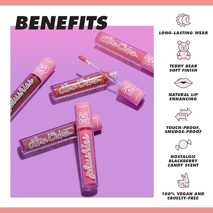Lime Crime Plushies Soft Matte Lipstick, Melon Smoothie (Peachy Nude) - Blackberry Candy Scent - Plush, Long Lasting & High Comfort for All-Day Wear - Talc-Free & Paraben-Free