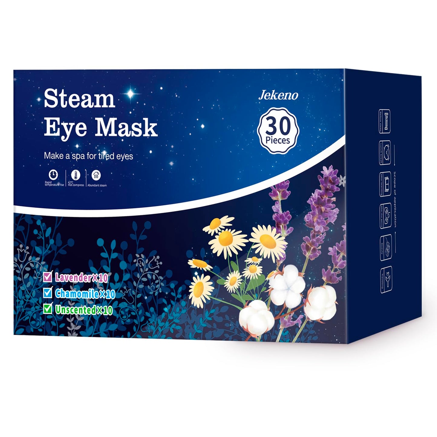 Jekeno Steam Eye Mask, 30 Packs Eye Masks For Dry Eyes Dark Circles And Puffiness, 40-60 Minutes Self Heated Steam Warm Eye Mask