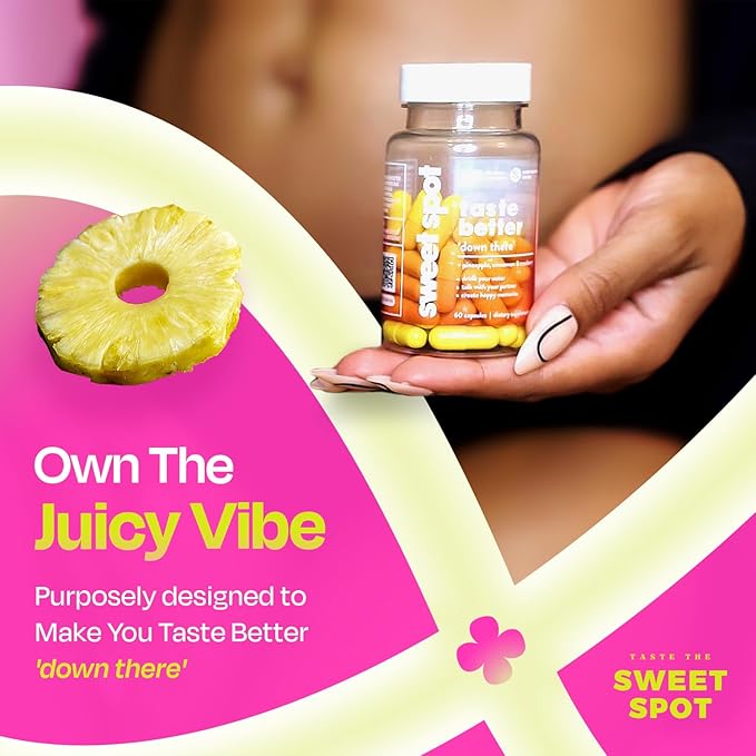 Sweet Spot - Pineapple Extract Vaginal Probiotics, 60 Capsules, Freshens Taste & Supports Vaginal Health, Natural pH Balance with Cranberry and Cinnamon - 500mg per Serving, Made in The USA