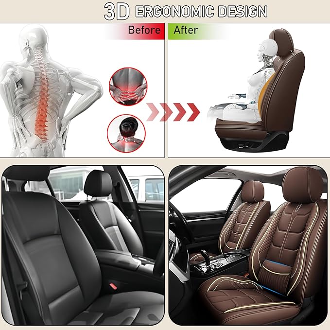 Leather Car Seat Covers Fit for Toyota Corolla Cross 2022-2024, 5 Seater Car Seat Cover, Premium Waterproof, Scratch Resistant Car Interior Accessories (Full Set Coffee)