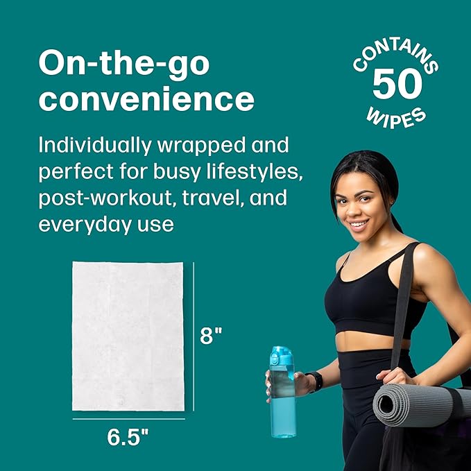 Dew Well Deodorant Wipes - On-the-Go Travel Deodorant - Fresh Mint, Rose & Cucumber Scents Body Wipes for Women - Aluminum, Paraben & Sulfate Free Mini Toiletries - 50 Count, Mint/Rose/Cucumber