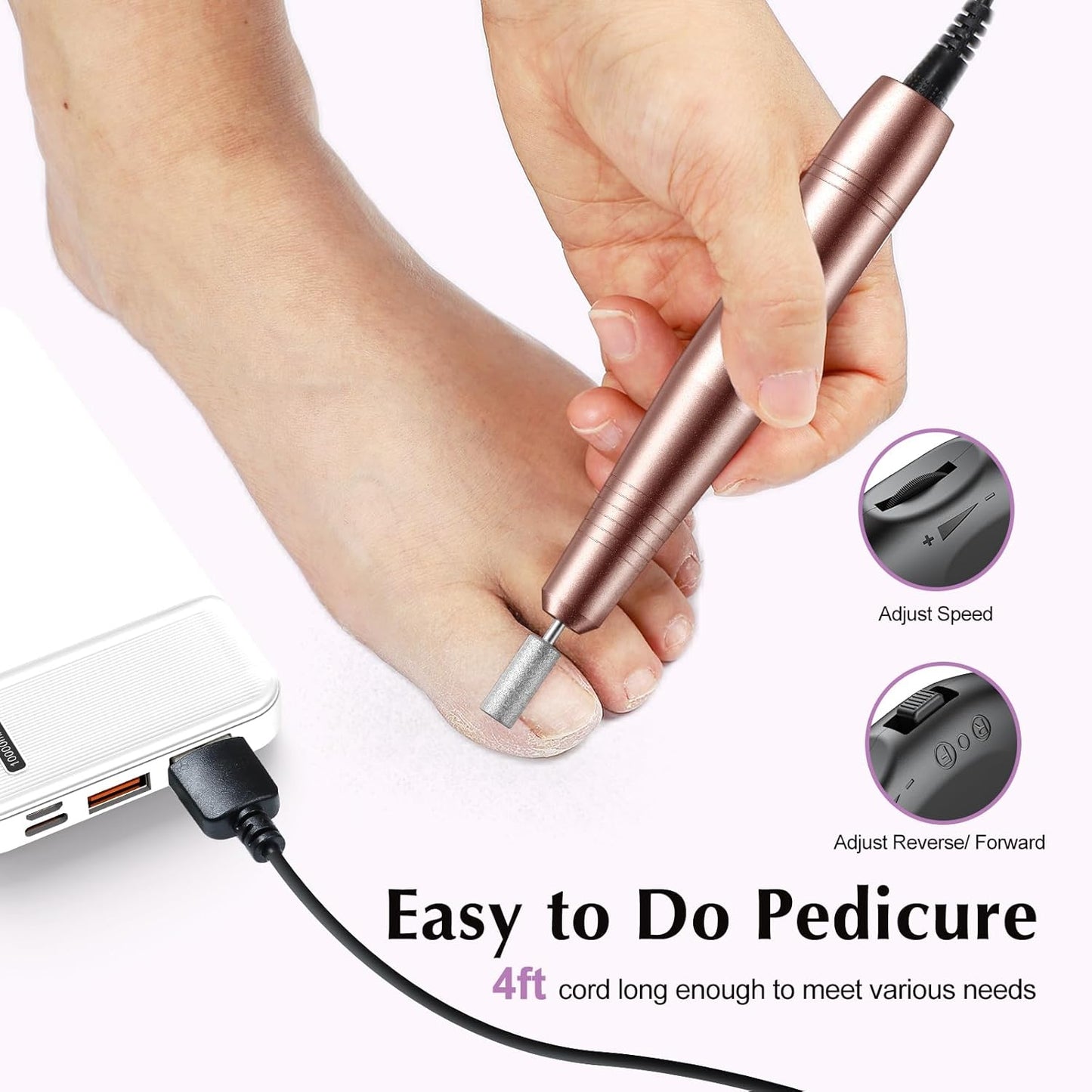 Professional Electric Nail Drill | Portable Acrylic & Gel Nail Kit | Blue