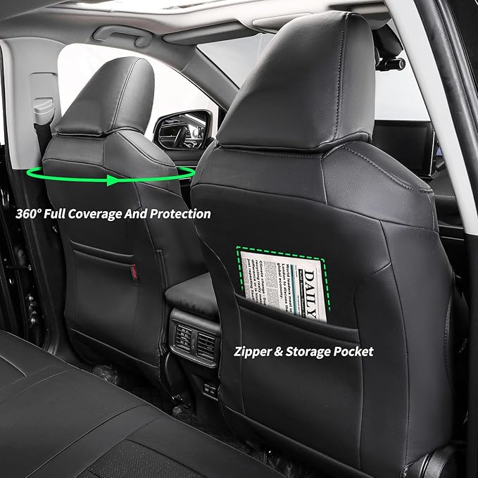 coverdream 2026 Rav4 Seat Covers Custom Fit for 2026 Toyota Rav4 Hybrid (Woodland/Limited) SUV,Full Set Luxury Waterproof Leather Car Seat Protector Black