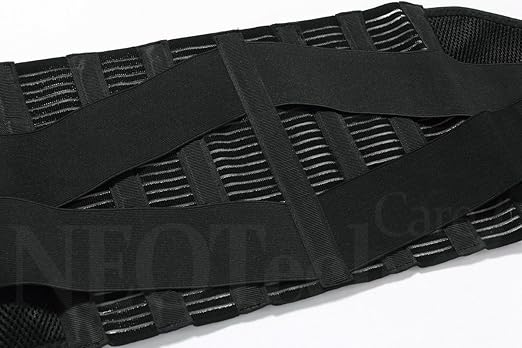 NeoTech Care Adjustable Compression Wide Back Brace Lumbar Support Belt (Charcoal, Size XXL)