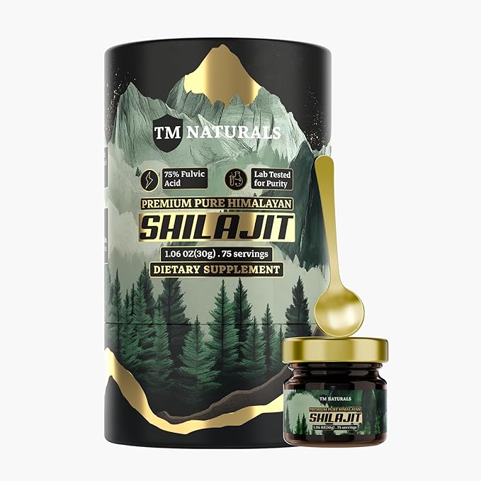 Pure Himalayan Shilajit Resin - 75% Fulvic Acid, 85+ Trace Minerals, Supports Vitality & Stamina - Includes Steel Spoon, 30g, Lab Tested for Purity