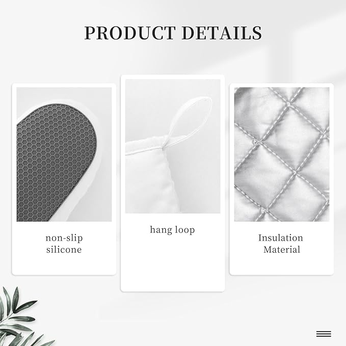 Sage Green Eucalyptus Oven Mitts and Pot Holders Set, 4pcs Silicone Watercolor Butterfly Leaves Oven Glove for Kitchen Heat Resistant Oven Mitts and Potholders Non-Slip for Cooking