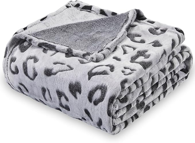 SOCHOW Flannel Fleece Cheetah Print Throw Blanket for Women, Lightweight Super Soft Cozy Plush Blanket, 60 x 80 Inches Black Leopard