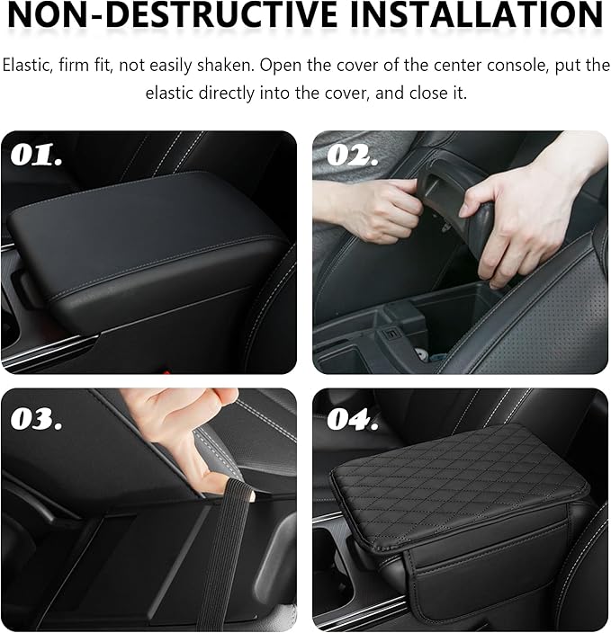 Upgraded Car Center Console Cover,Microfiber Leather Car Armrest Cover Cushion with 2 Storage Bags,Universal Car Armrest Storage Box Car Interior Accessories Fit Most Cars (Orange)