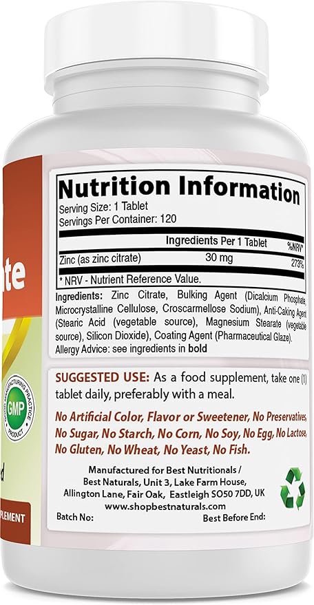 Zinc Citrate 30 mg & Vitamin K2 (MK7) with D3