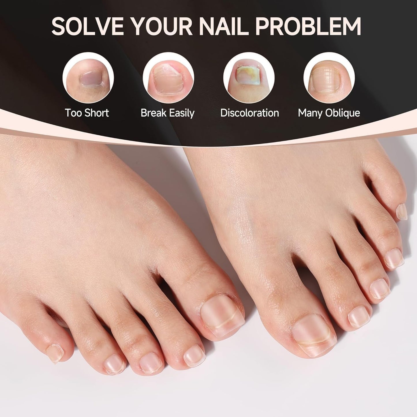 UNA GELLA Square Toe Nail Tips | 504 Pcs Soft Gel Full Cover | DIY Pedicure