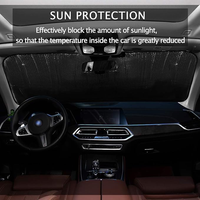 Ladybugs Scarab Car Windshield Sun Shade Cute Animal Foldable UV Ray Sun Visor Protector Sunshade to Keep Your Vehicle Cool (55" x 27.6")