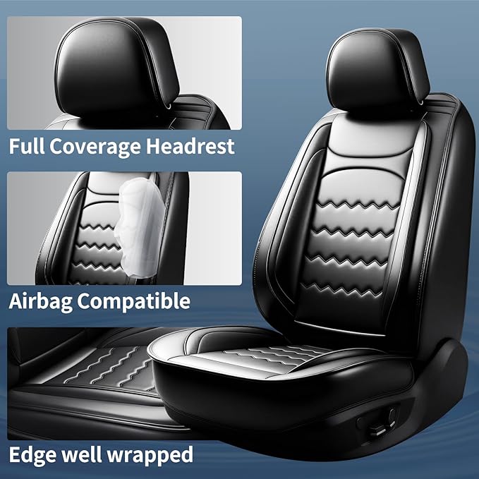 CX-30 Car Seat Covers Custom Fit for Mazda CX-30 2020-2026, Full Coverage Premium Leather Waterproof Breathable Seat Covers, Automotive Seat Protectors, Airbag Compatible(Full Set Seats, Black)