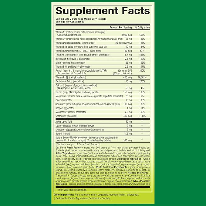 Natural Factors, Women's 50+ Multivitamin & Mineral, 1 Serving Contains Nutrition Equivalent to ½ lb of Veggies, 60 Count (Pack of 1)