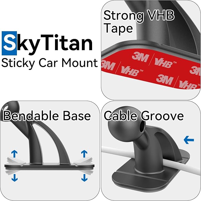 3 Pack Sticky 17mm Ball Mount for Car Mount Adhesive Replacement Magnetic Phone Holder MagSafe Mounting Base Dashboard Sticker 3M VHB Tape
