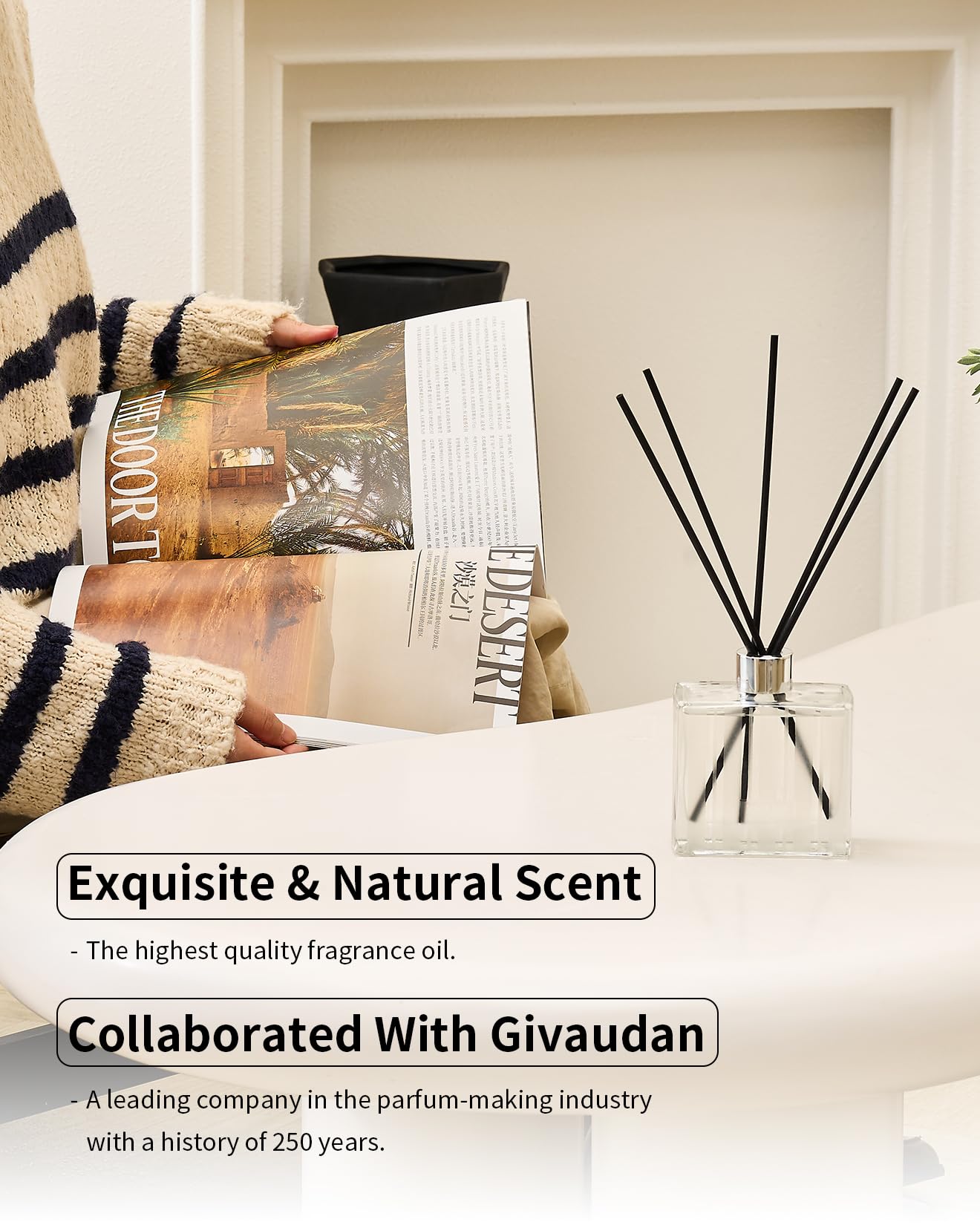 M&SENSE Citrus & Pine Scent Diffuser - 7.04oz Holiday Joy Reed Diffusers for Home, Scented Diffuser Gifts for Her, Home Fragrance Diffusers with Sticks for Bathroom Bedroom & Shelf Decor