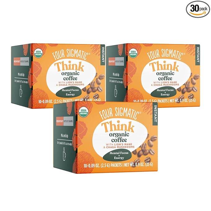 Four Sigmatic Mushroom Mix Coffee Lion's Mane | Think | Pack of 3 (30 Packets Total)
