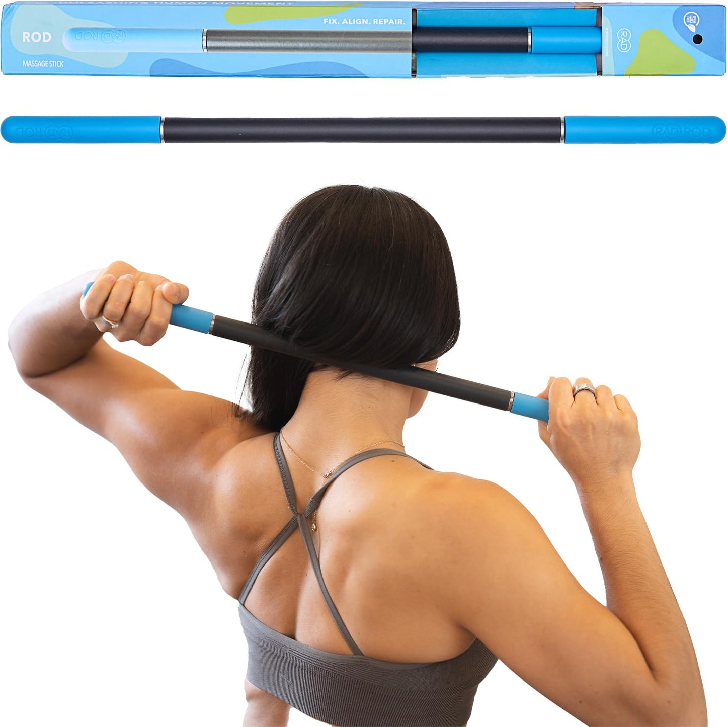 RAD Rod Mini – Compact Deep Tissue Massage Roller Stick – Travel-Ready Myofascial Release Tool for Legs, Back, Neck, Arms & Shoulders – Muscle Roller for Mobility & Recovery